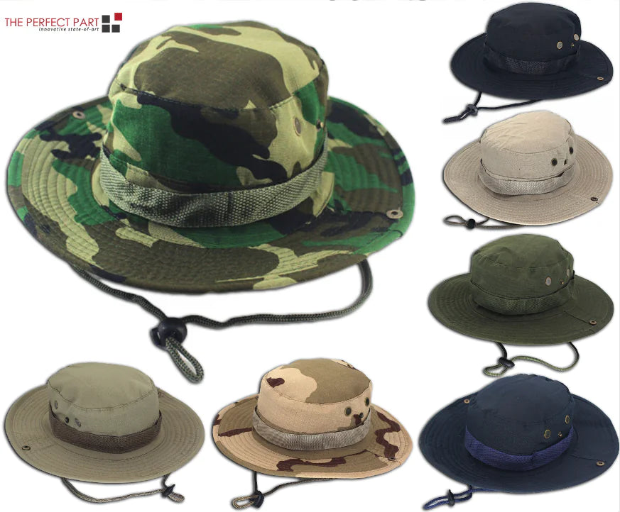 Boonie Bucket Hats Outdoor Fishing Hunting Wide Brim Mesh Camo Safari Sun Cap