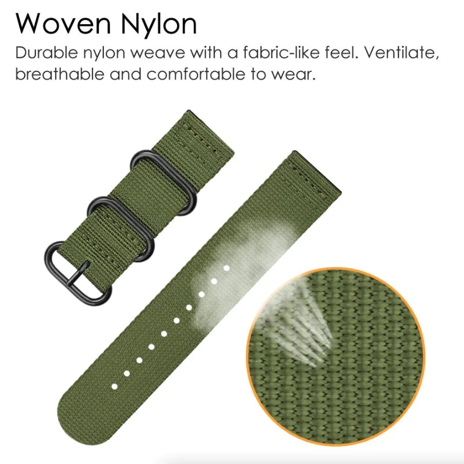 18mm 20mm 22mm Durable Military Woven Nylon Wrist Watch Band Quick Release Strap