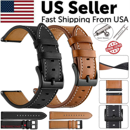 18mm 20mm 22mm Classic Genuine Leather Watch Band Strap Quick Release Wristband